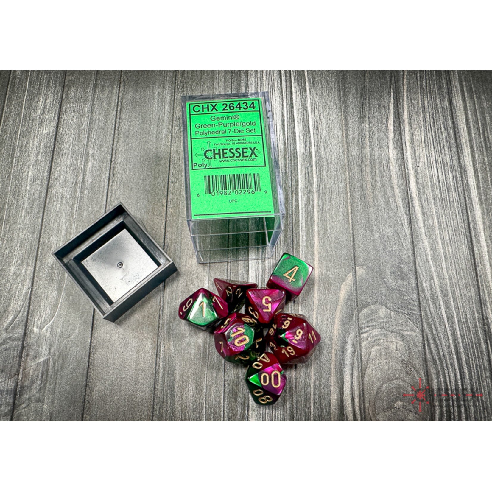 Chessex Gemini Green-Purple/gold Polyhedral 7-Dice Set