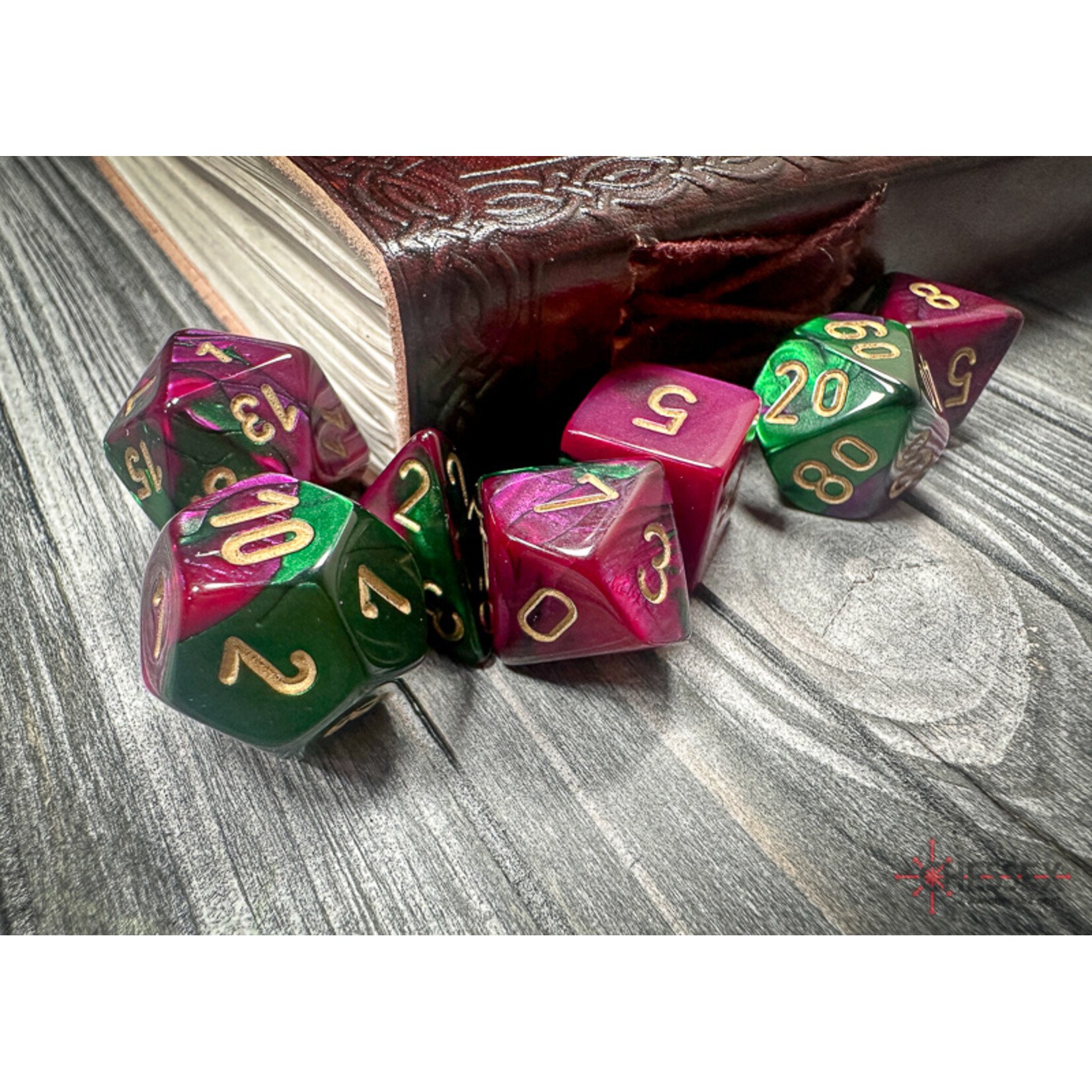 Chessex Gemini Green-Purple/gold Polyhedral 7-Dice Set