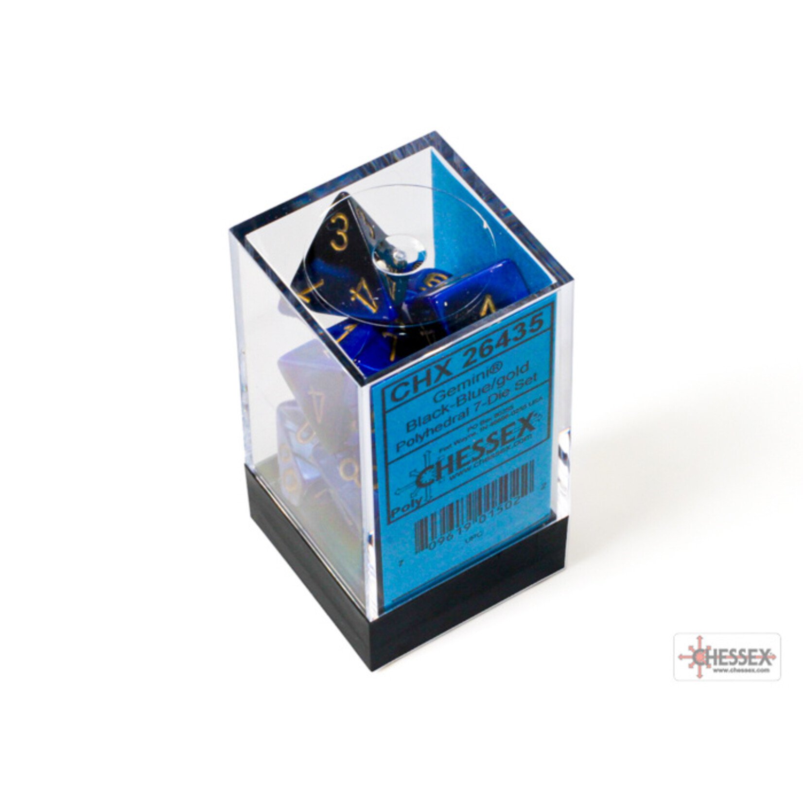 Chessex Gemini Black-Blue/gold Polyhedral 7-Dice Set