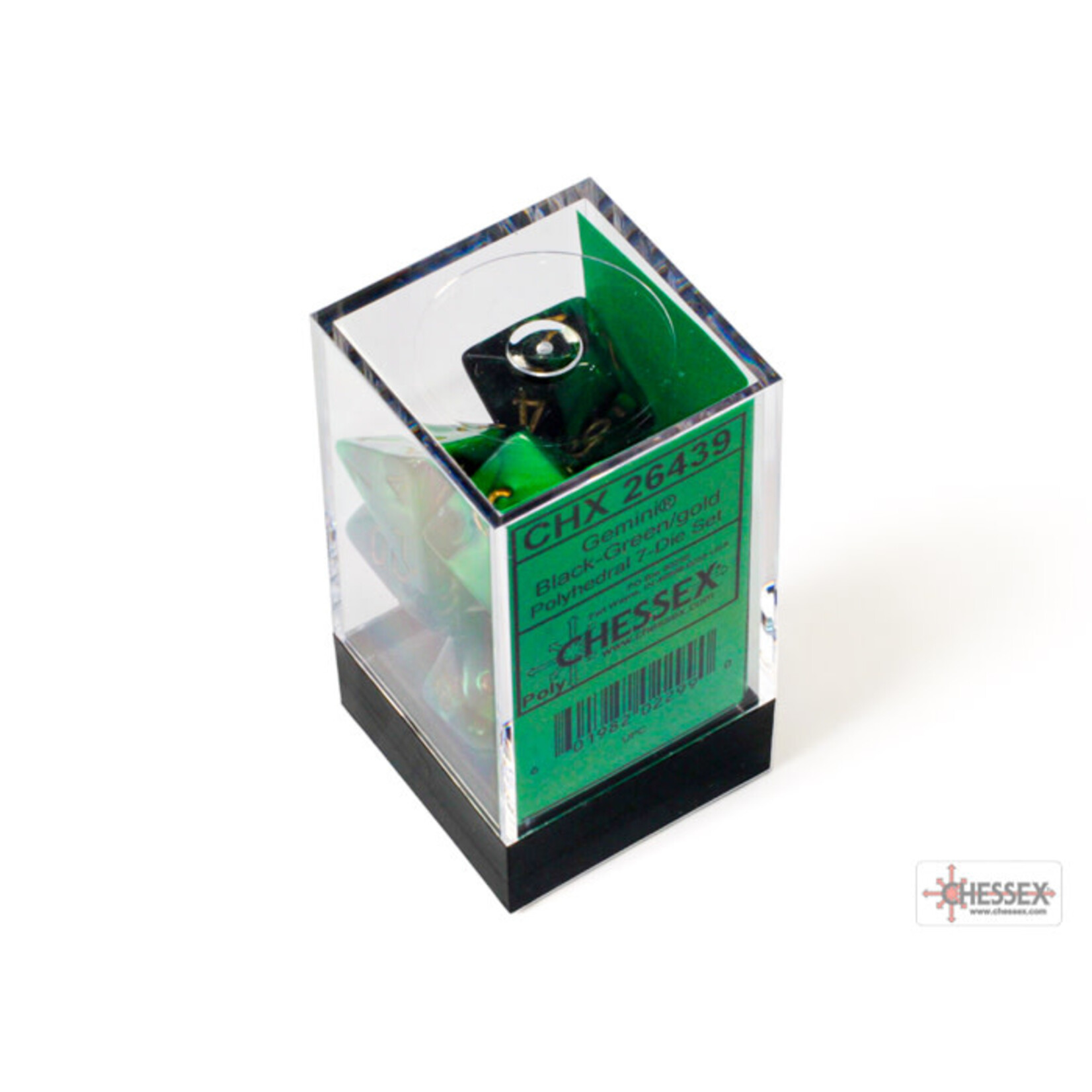 Chessex Gemini Black-Green/gold Polyhedral 7-Dice Set