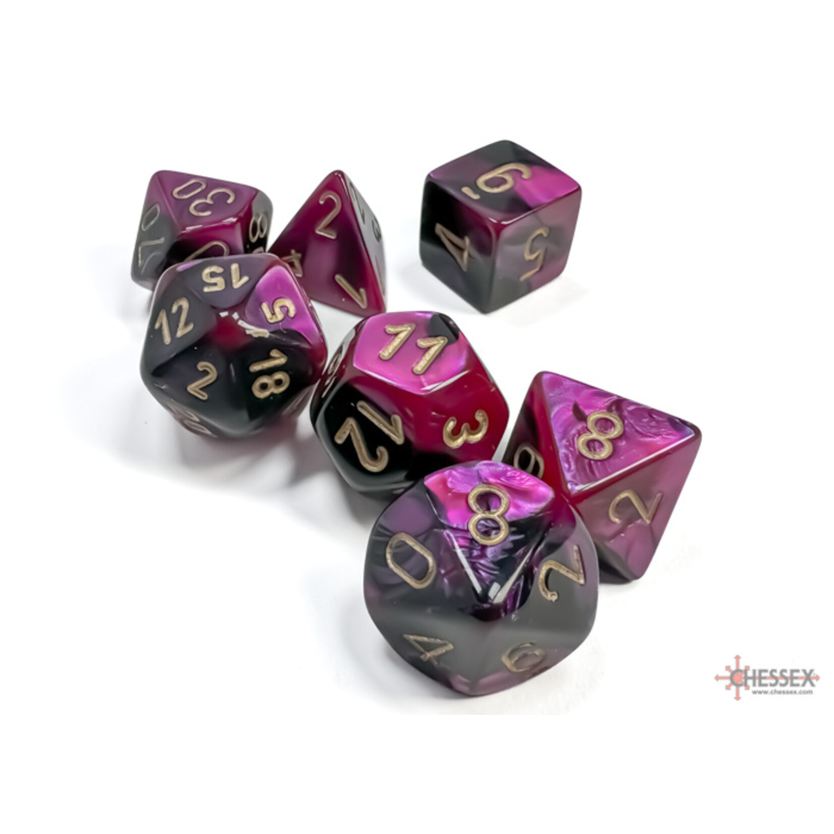 Chessex Gemini Black-Purple/gold Polyhedral 7-Dice Set