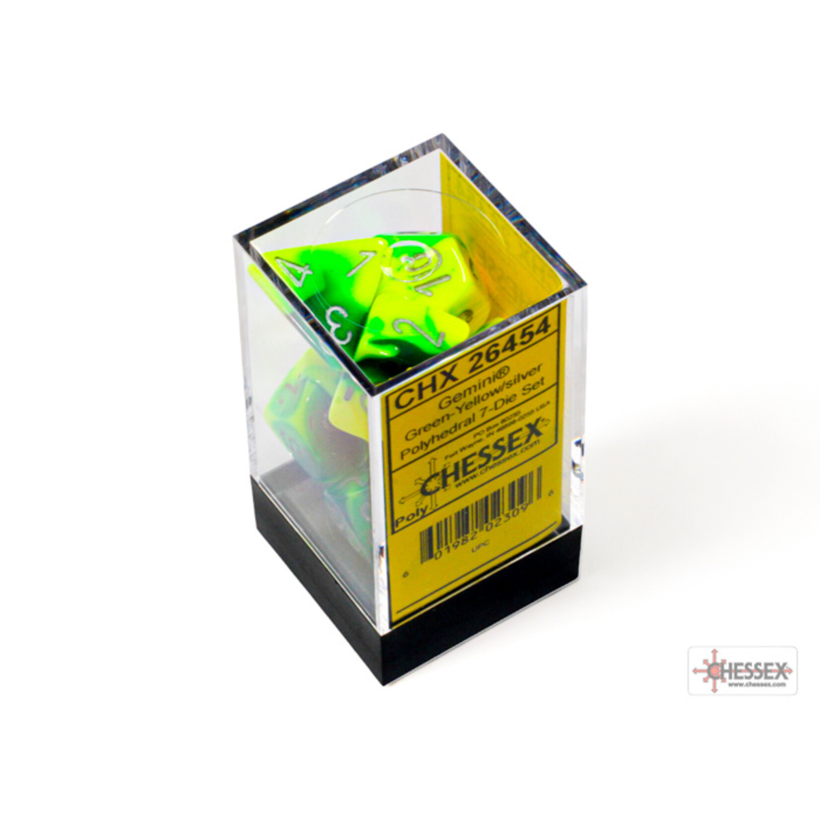 Chessex Gemini Green-Yellow/silver Polyhedral 7-Dice Set