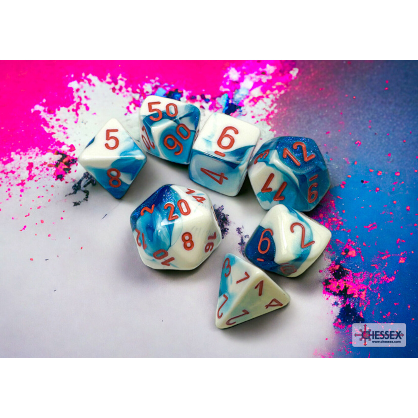 Chessex Gemini Astral Blue-White/red Polyhedral 7-Dice Set