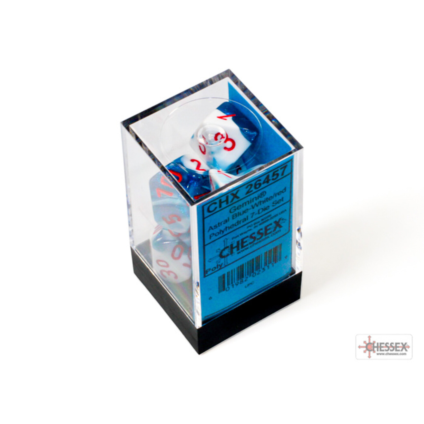 Chessex Gemini Astral Blue-White/red Polyhedral 7-Dice Set