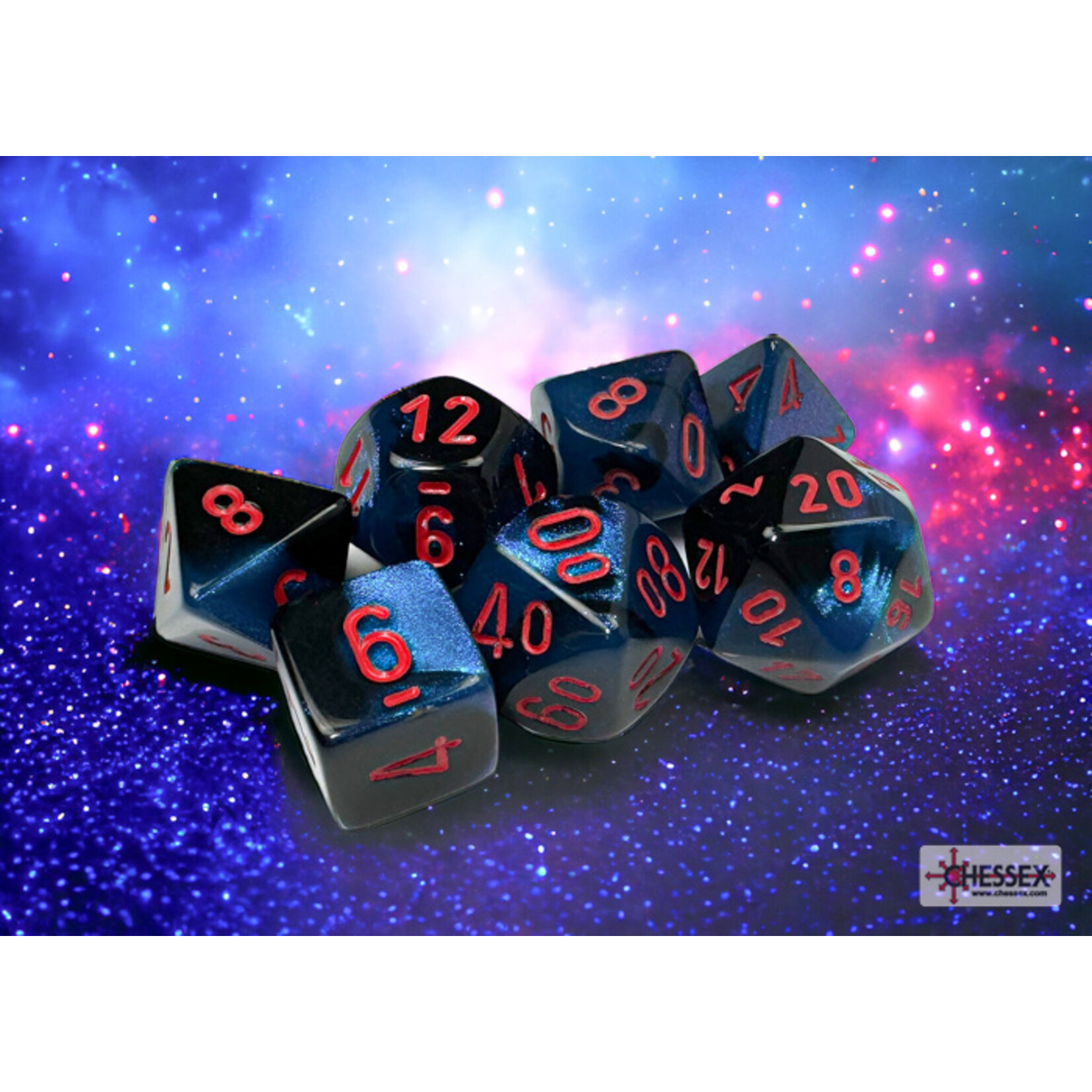 Chessex Gemini Black-Starlight/red Polyhedral 7-Dice Set