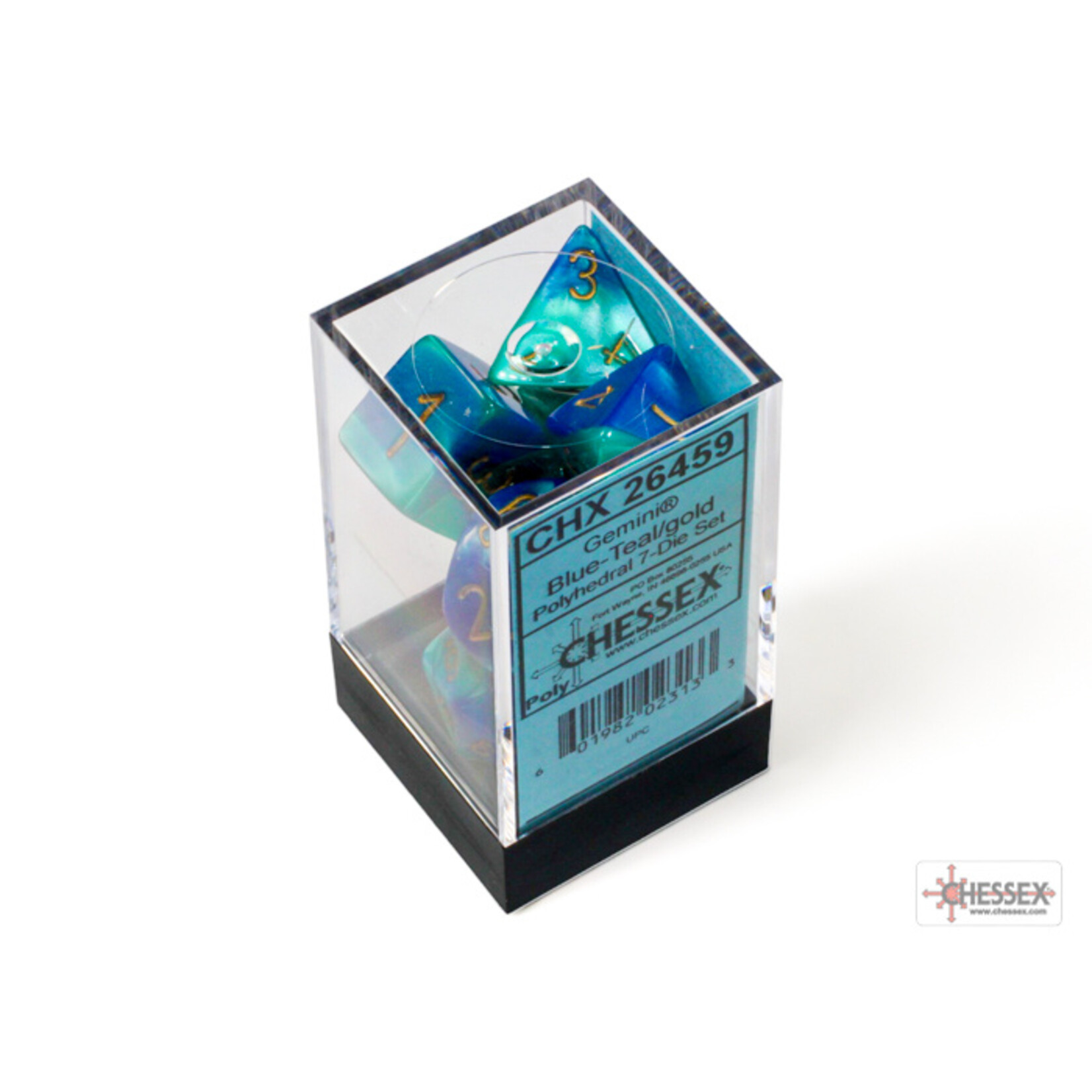 Chessex Gemini Blue-Teal/gold Polyhedral 7-Dice Set
