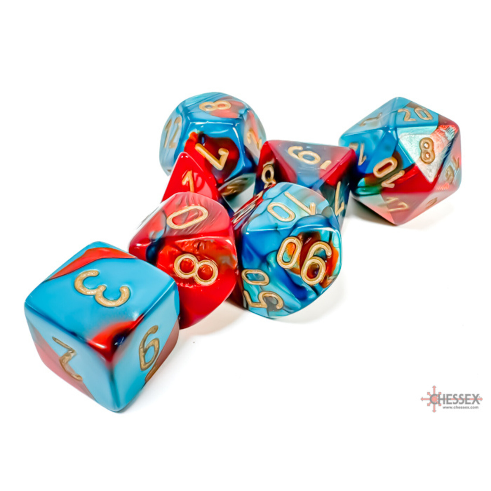 Chessex Gemini Red-Teal/gold Polyhedral 7-Dice Set