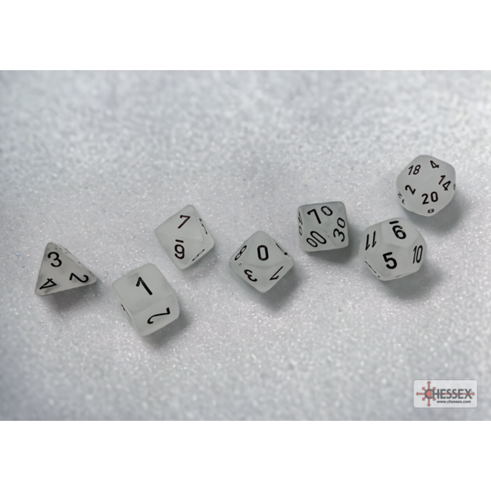 Chessex Frosted Clear/black Polyhedral 7-Dice Set