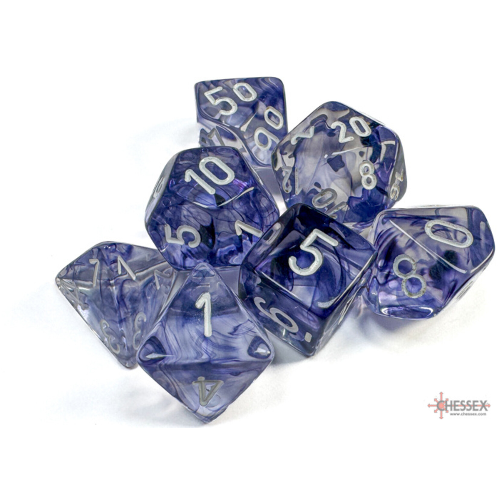 Chessex Nebula Black/white Polyhedral 7-Dice Set