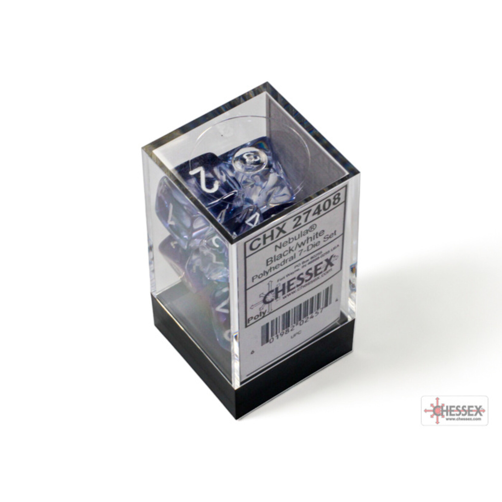 Chessex Nebula Black/white Polyhedral 7-Dice Set