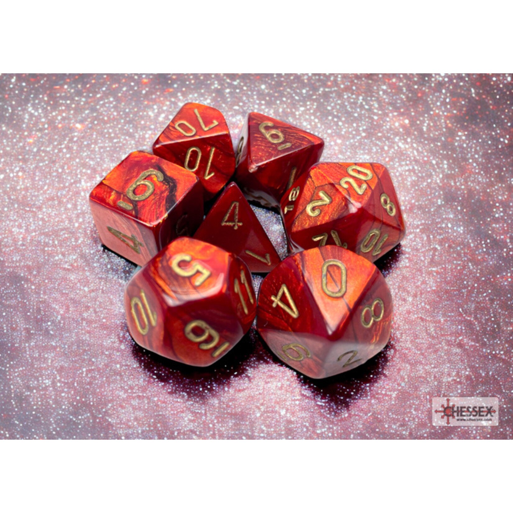 Chessex Scarab Scarlet/gold Polyhedral 7-Dice Set