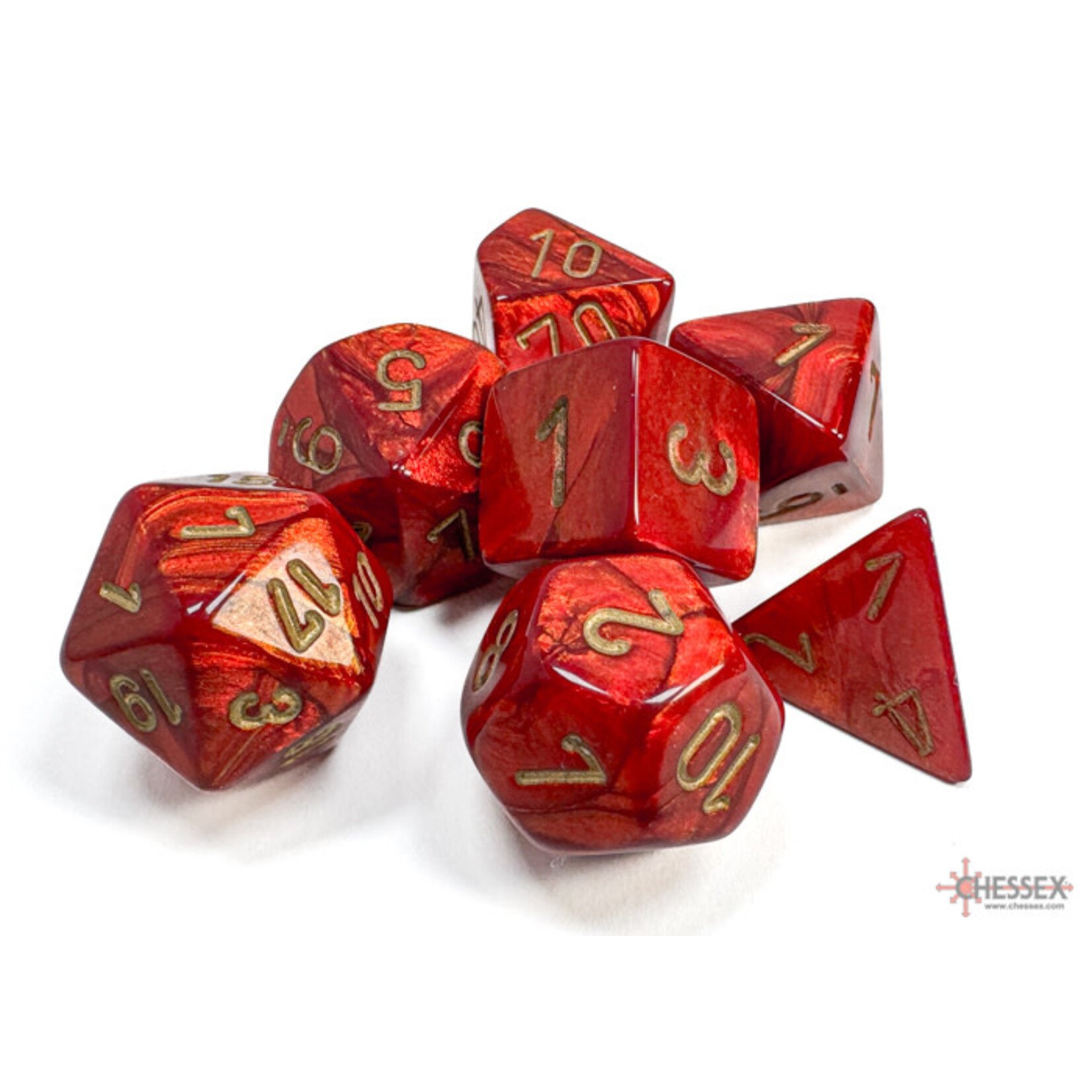 Chessex Scarab Scarlet/gold Polyhedral 7-Dice Set