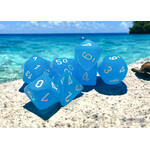 Chessex Frosted Caribbean Blue/white Polyhedral 7-Dice Set