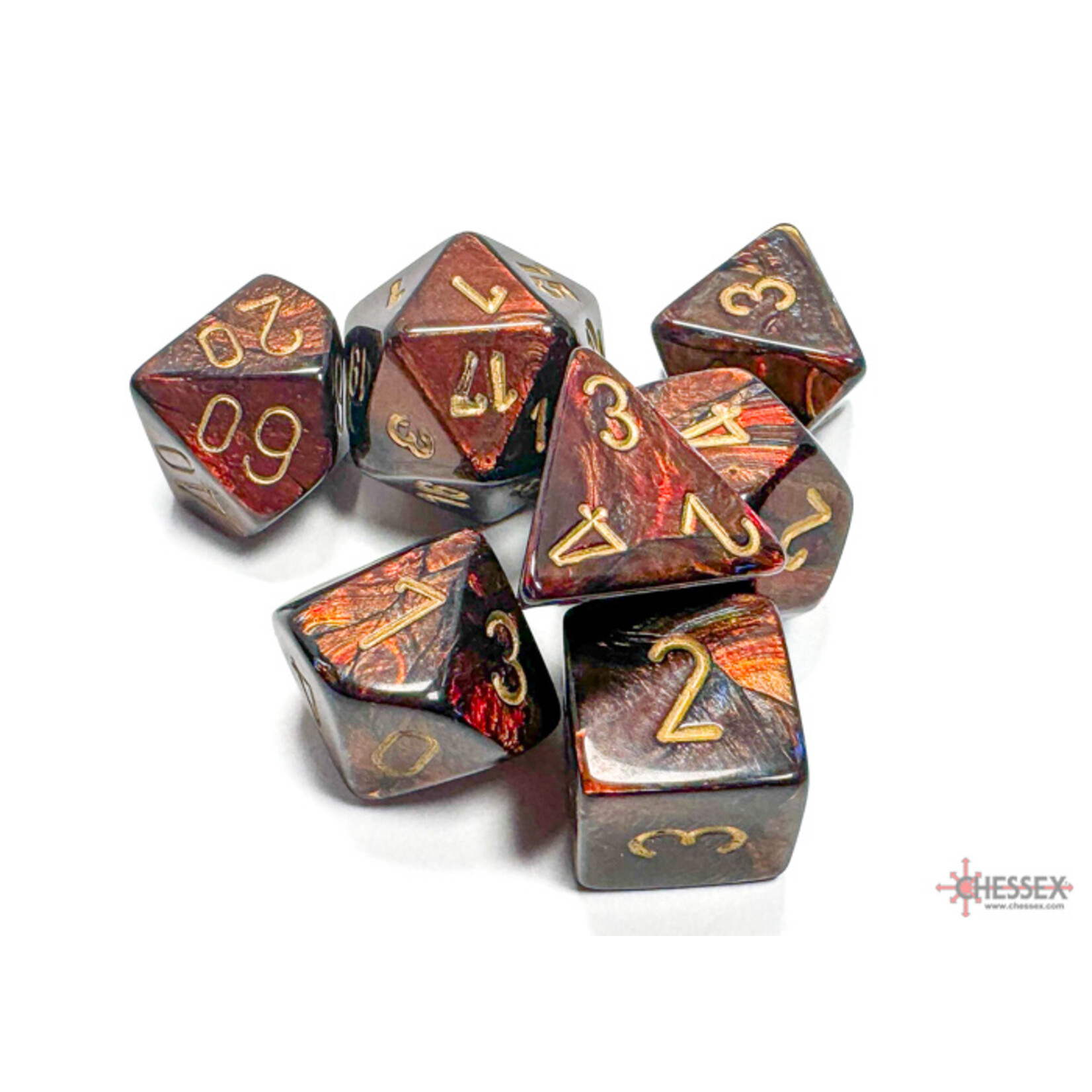 Chessex Scarab Blue Blood/gold Polyhedral 7-Dice Set
