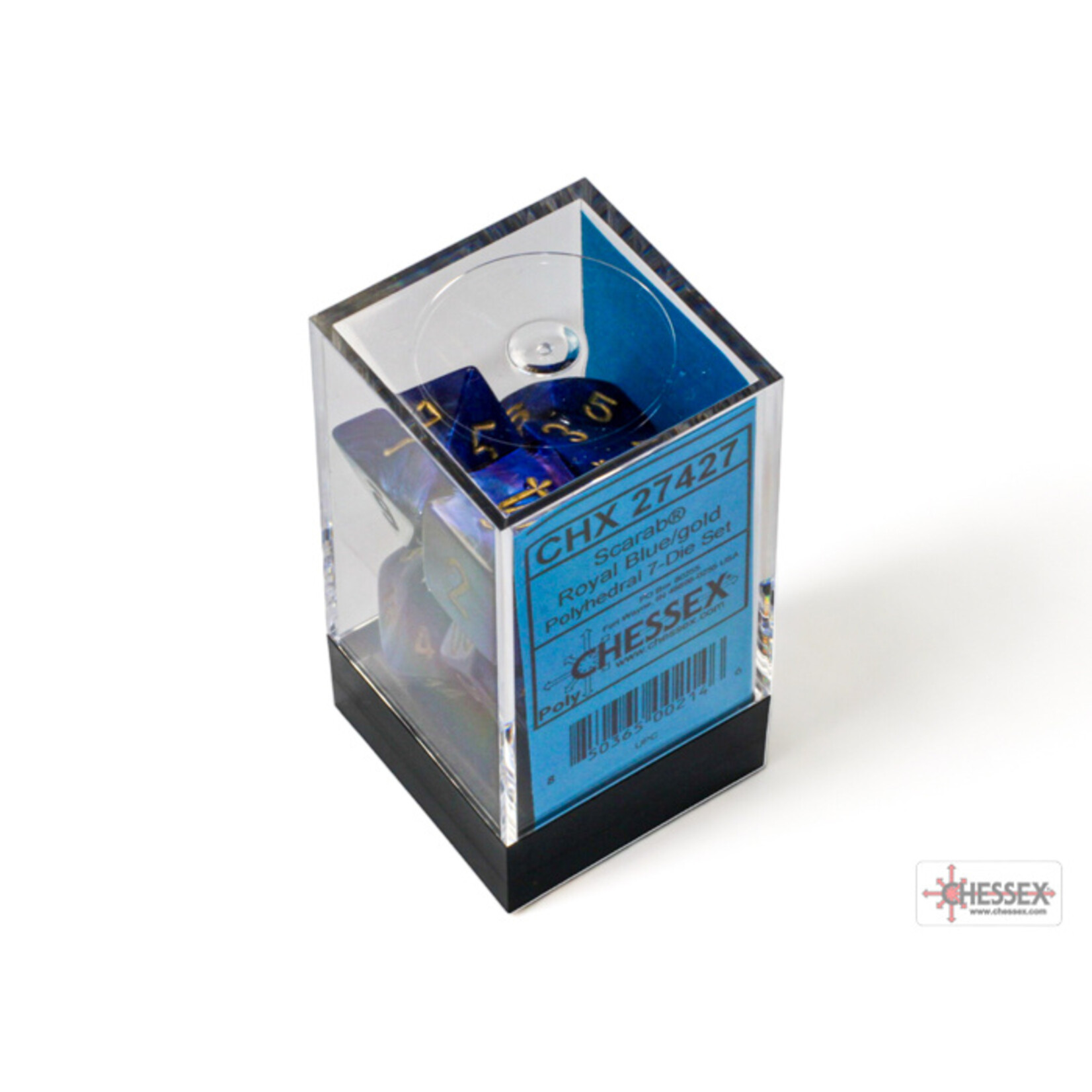 Chessex Scarab Royal Blue/gold Polyhedral 7-Dice Set