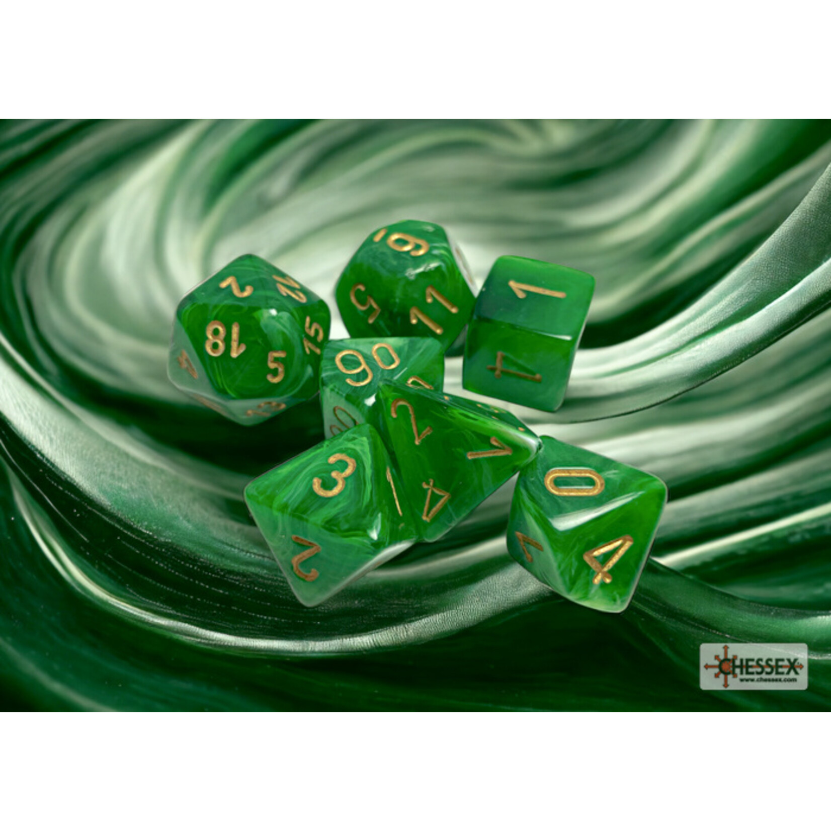 Chessex Vortex Green/gold Polyhedral 7-Dice Set
