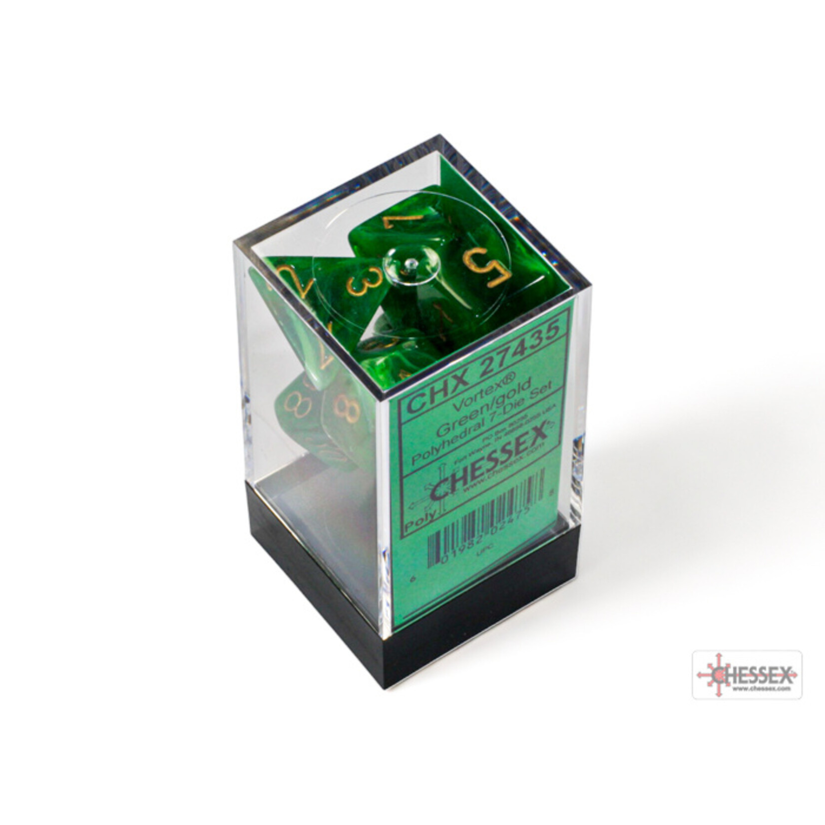 Chessex Vortex Green/gold Polyhedral 7-Dice Set