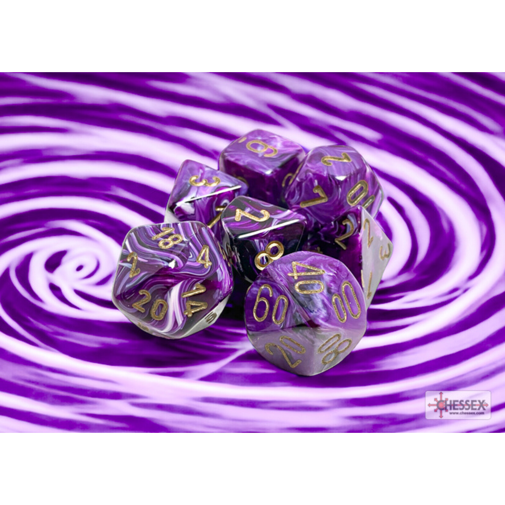 Chessex Vortex Purple/gold Polyhedral 7-Dice Set