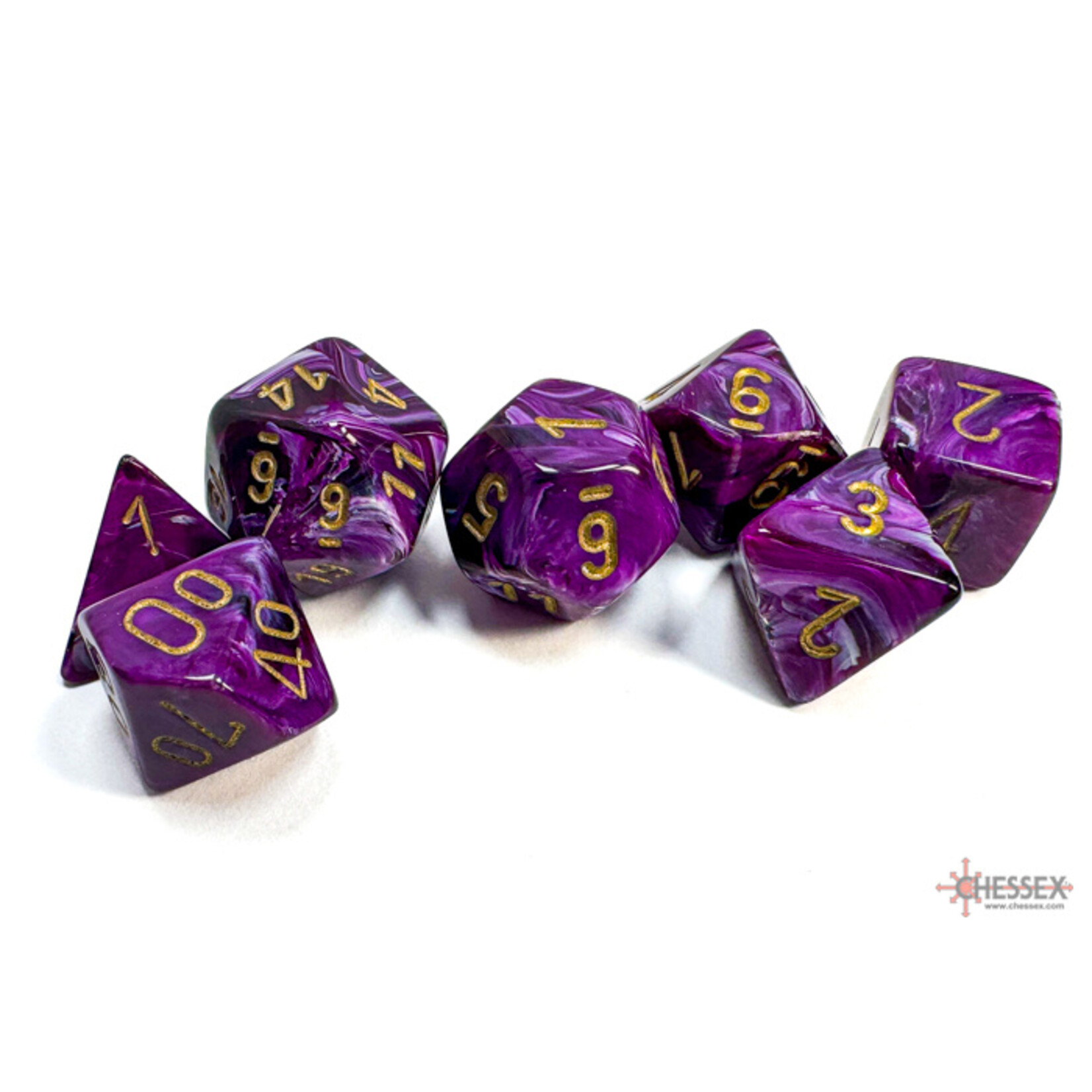 Chessex Vortex Purple/gold Polyhedral 7-Dice Set