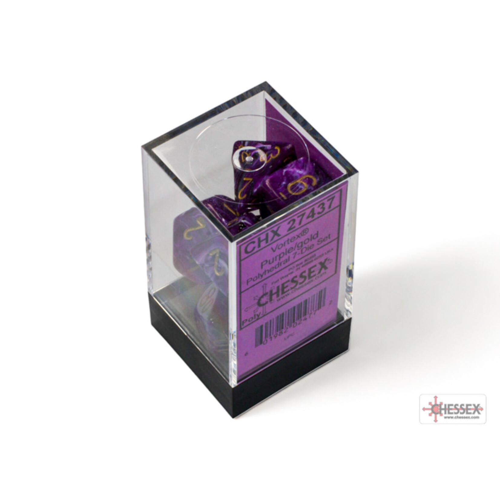 Chessex Vortex Purple/gold Polyhedral 7-Dice Set