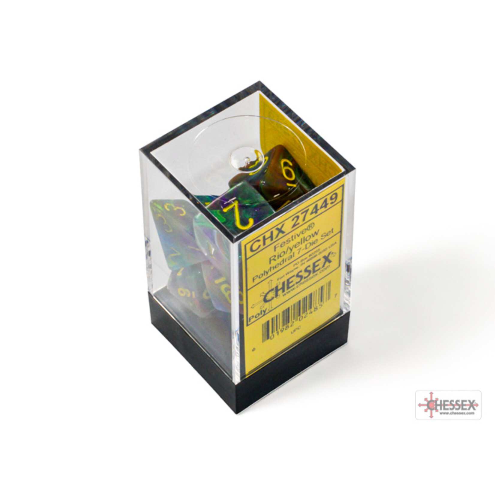 Chessex Festive Rio/yellow Polyhedral 7-Dice Set