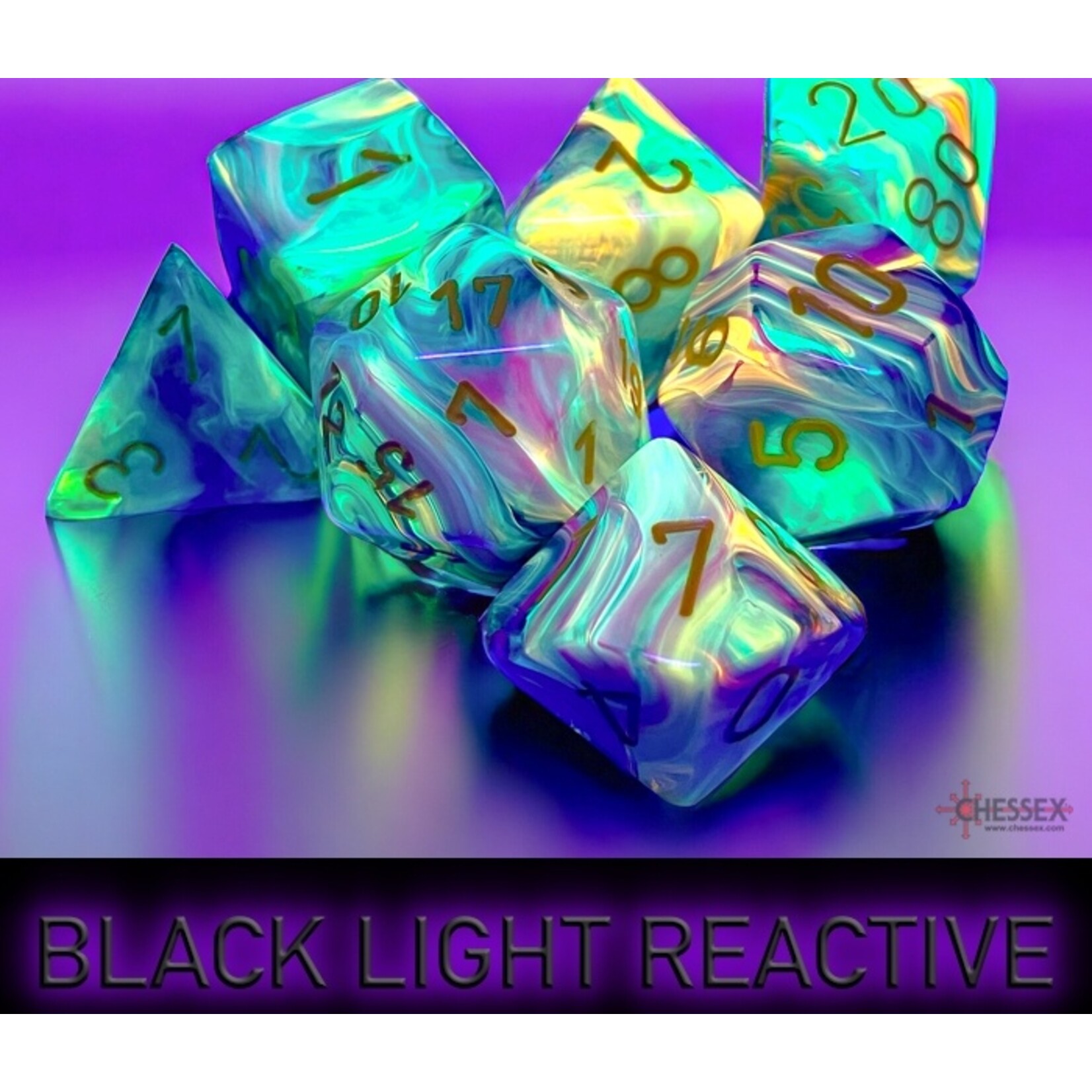 Chessex Festive Rio/yellow Polyhedral 7-Dice Set