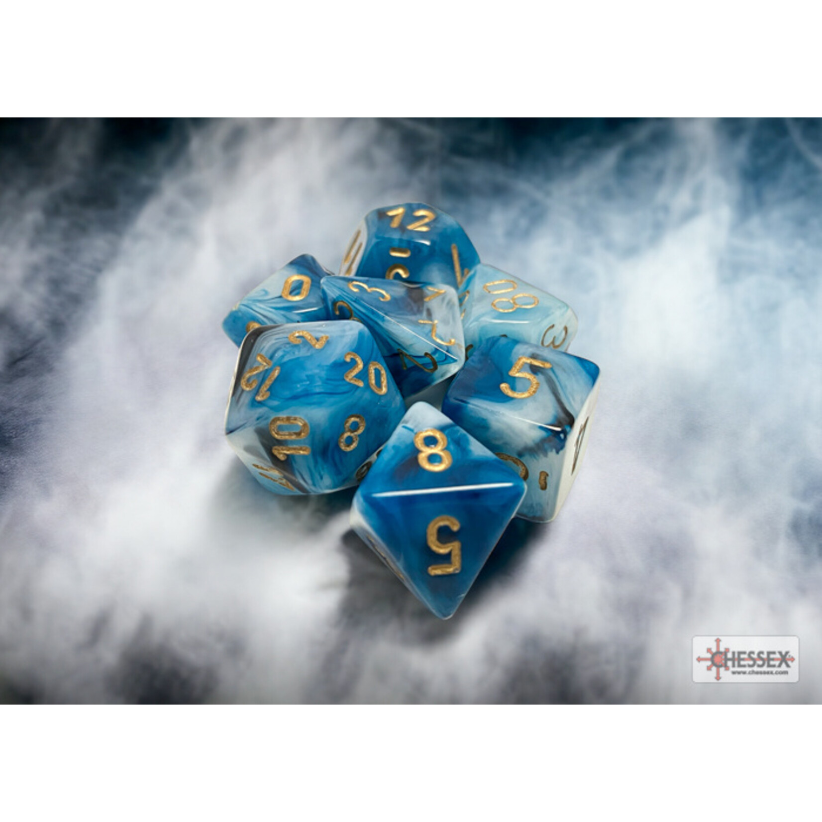 Chessex Phantom Teal/gold Polyhedral 7-Dice Set