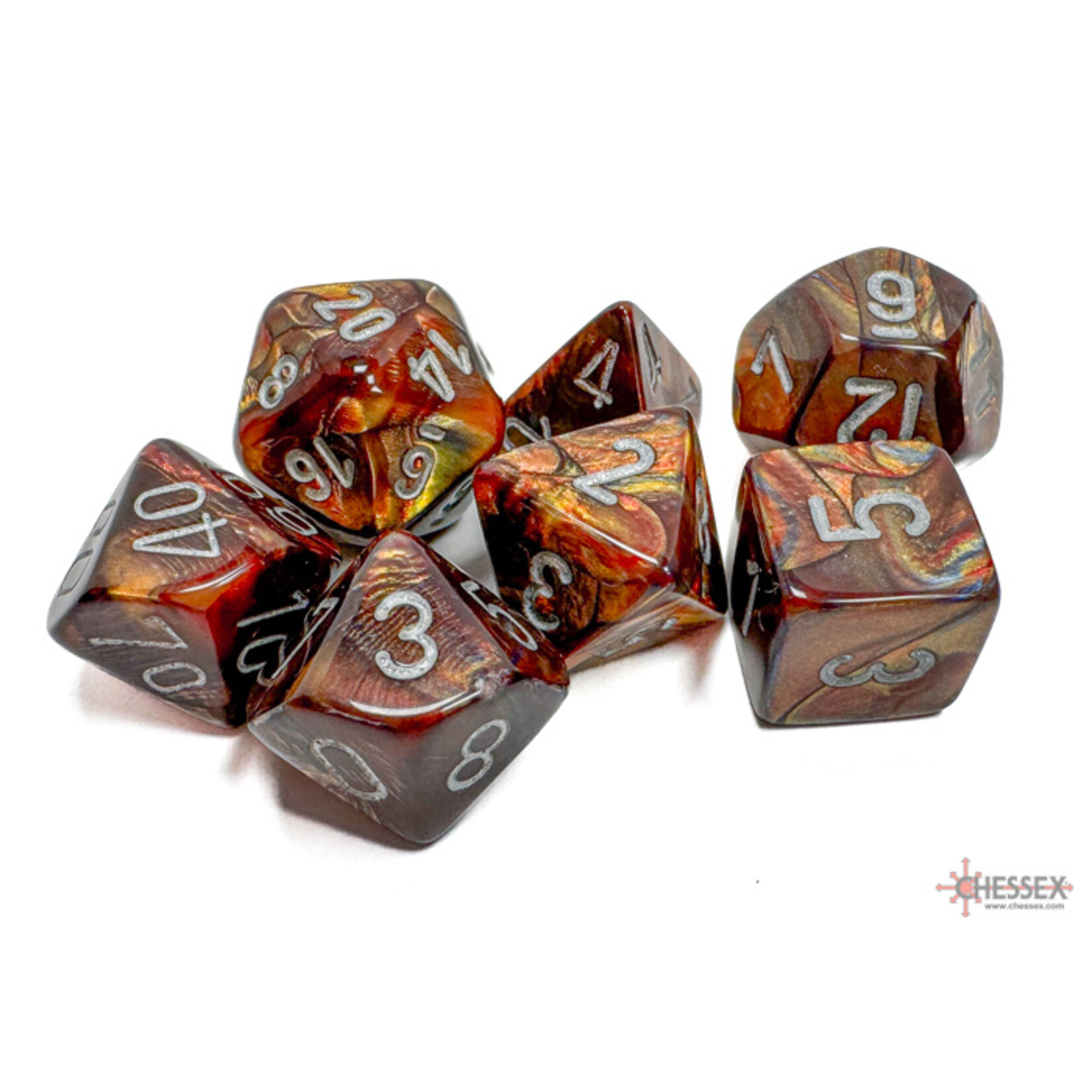 Chessex Lustrous Gold/silver Polyhedral 7-Dice Set