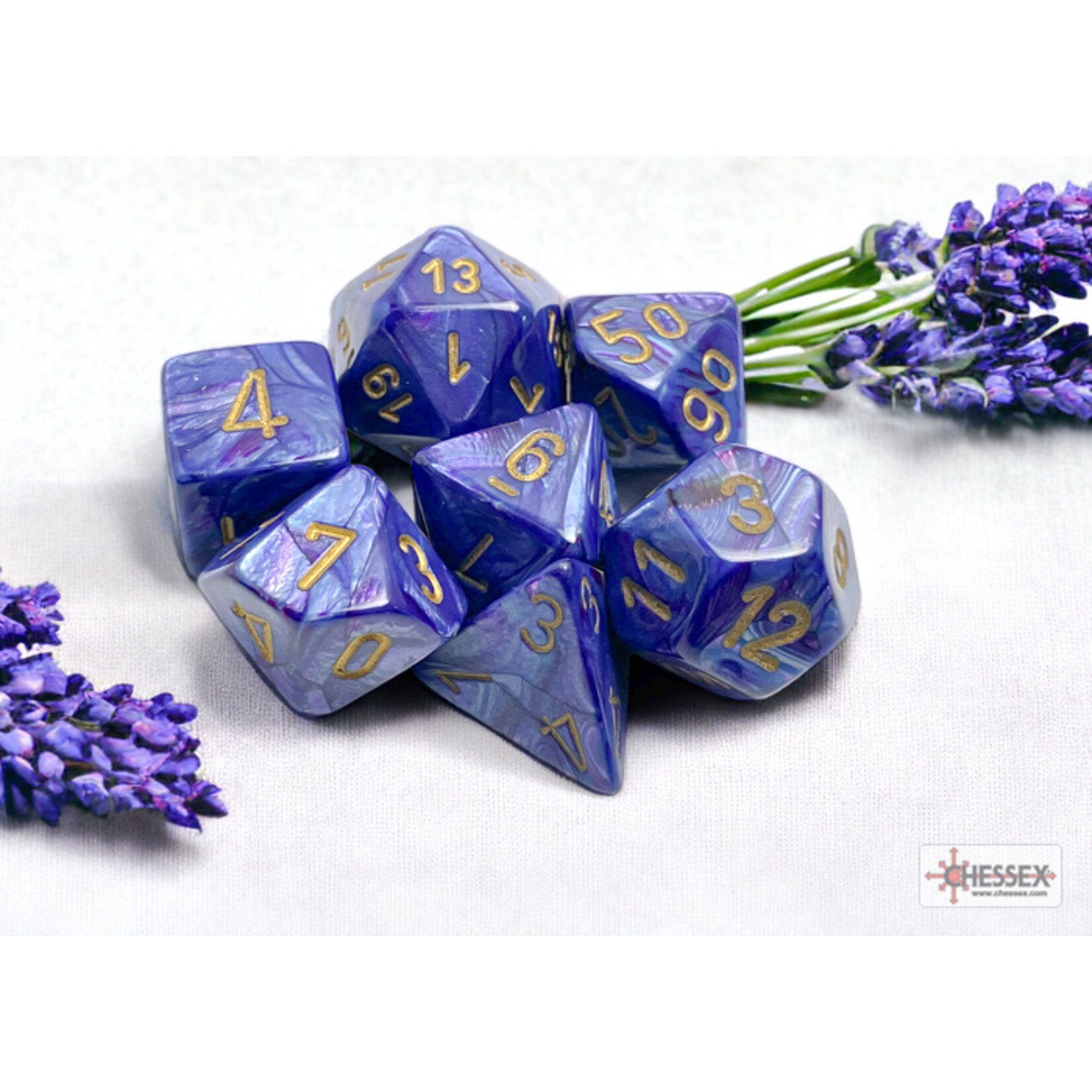 Chessex Lustrous Purple/gold Polyhedral 7-Dice Set