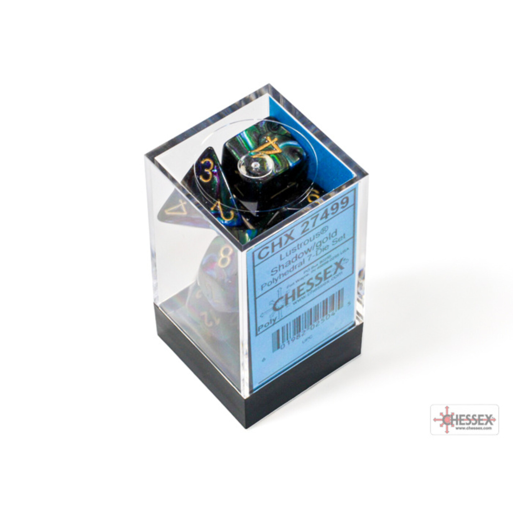 Chessex Lustrous Shadow/gold Polyhedral 7-Dice Set