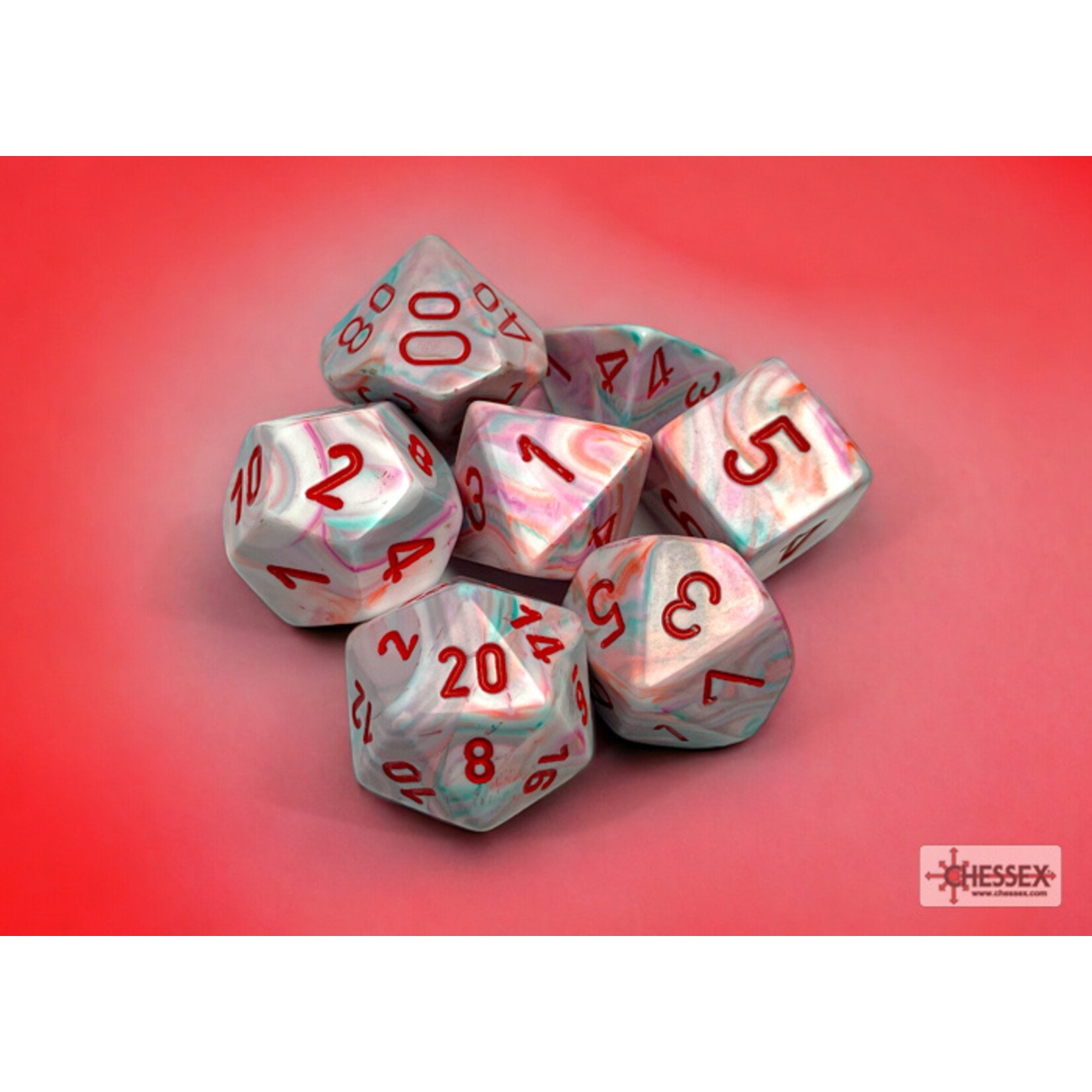 Chessex Festive Pop Art/red Polyhedral 7-Dice Set
