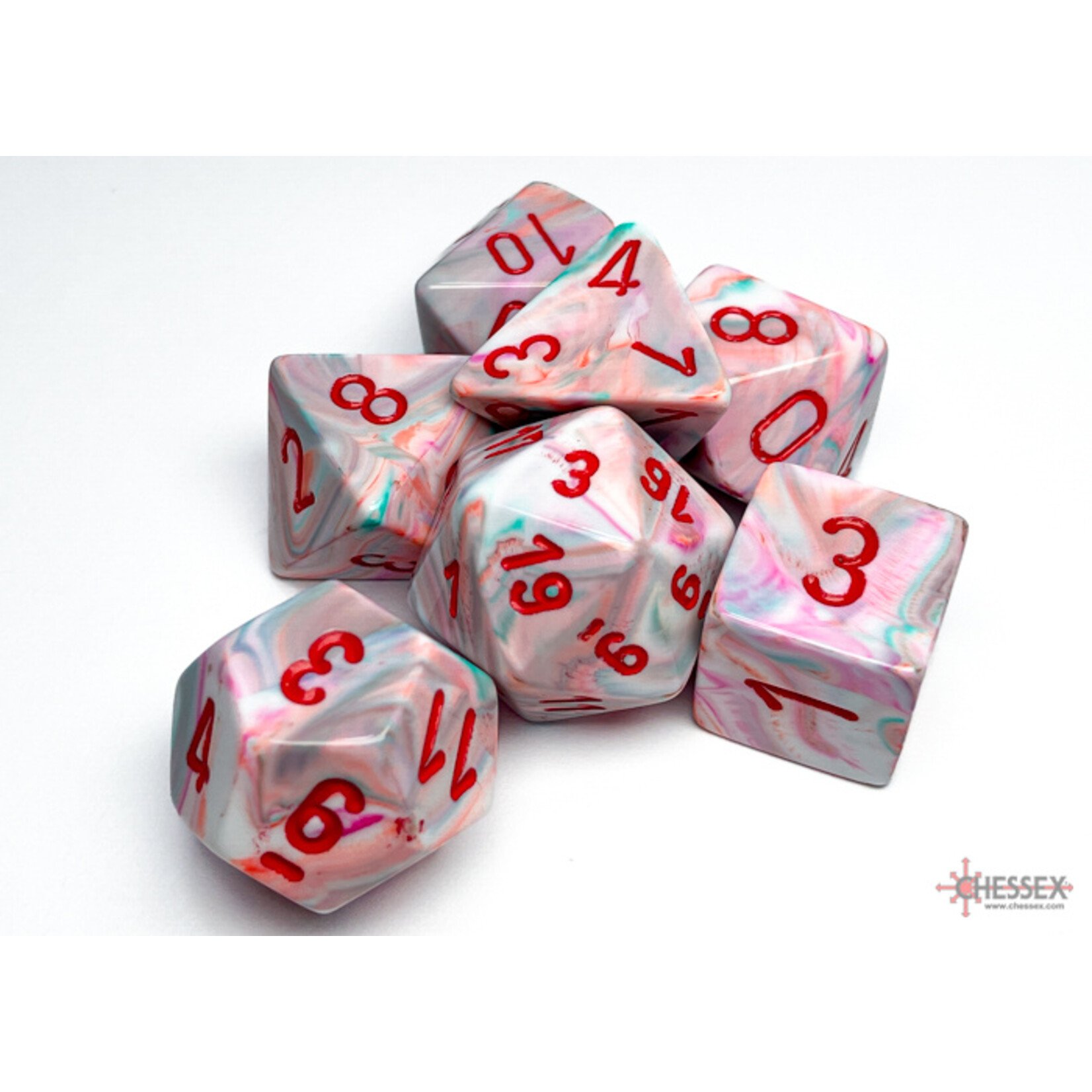 Chessex Festive Pop Art/red Polyhedral 7-Dice Set
