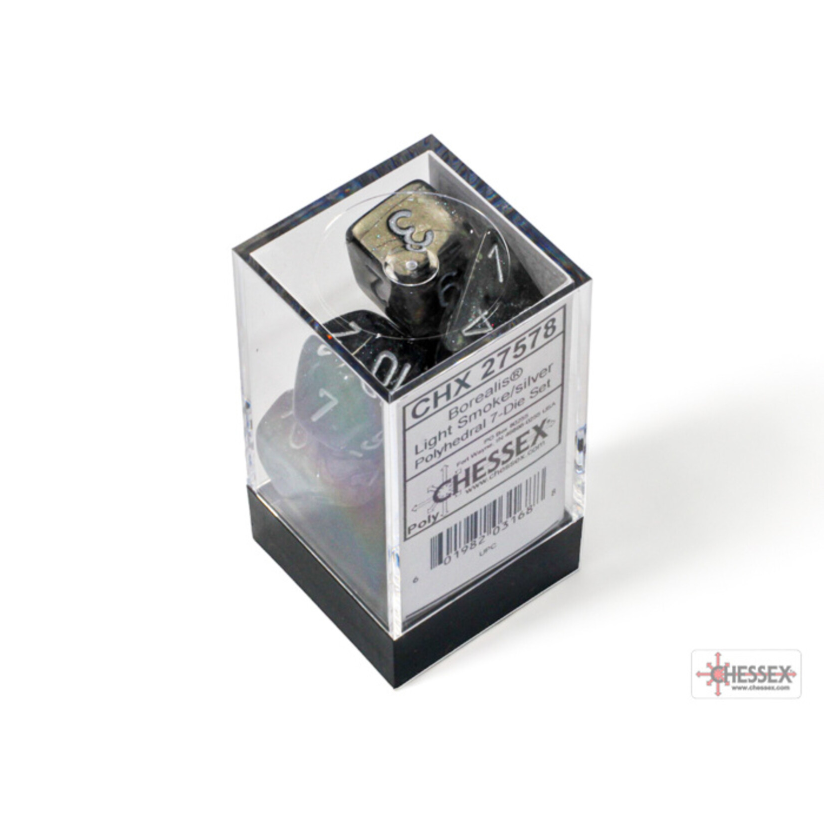 Chessex Borealis Light Smoke/silver Luminary Polyhedral 7-Dice Set