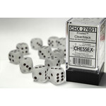 Chessex Frosted Clear/black 16mm d6 Dice Block (12 dice)