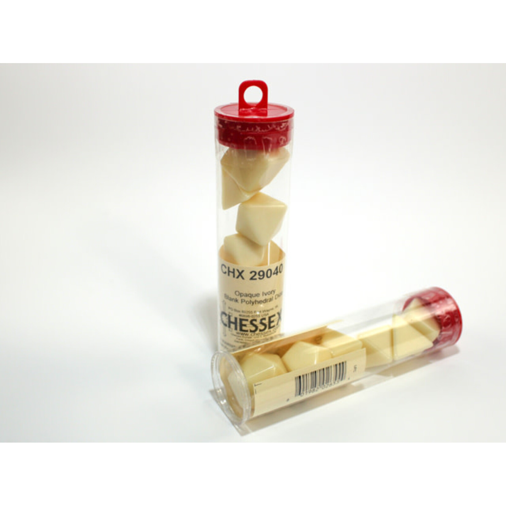 Chessex Opaque Polyhedral Ivory Set of 6 Blank Dice