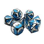 Old School Dice Old School 7 Piece DnD RPG Metal Dice Set: Dragon Forged - Blue & White w/ Black Nickel