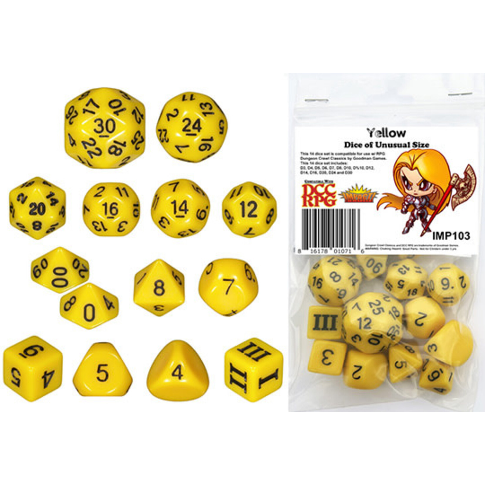 Goodman Games Dice of Unusual Size: Yellow Dice Set