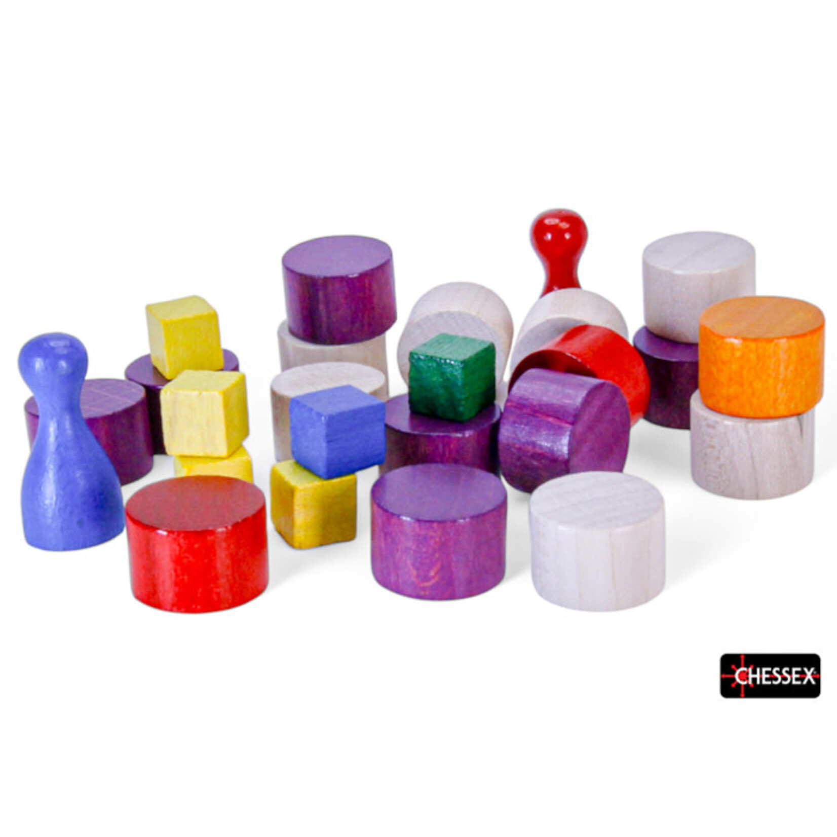 Chessex Bag of Wooden Pawns, Cubes, Discs and Tokens
