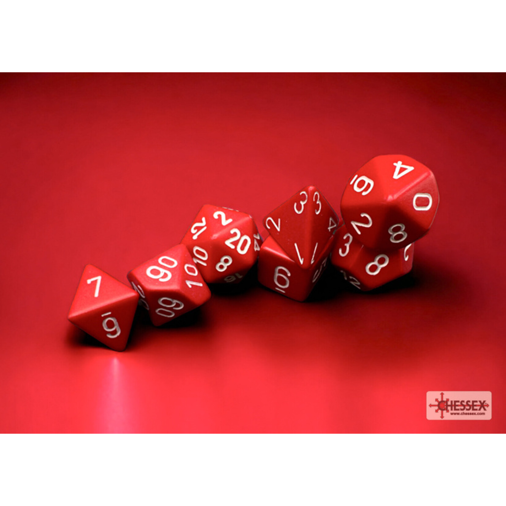 Chessex Opaque Red/white Polyhedral 7-Dice Set