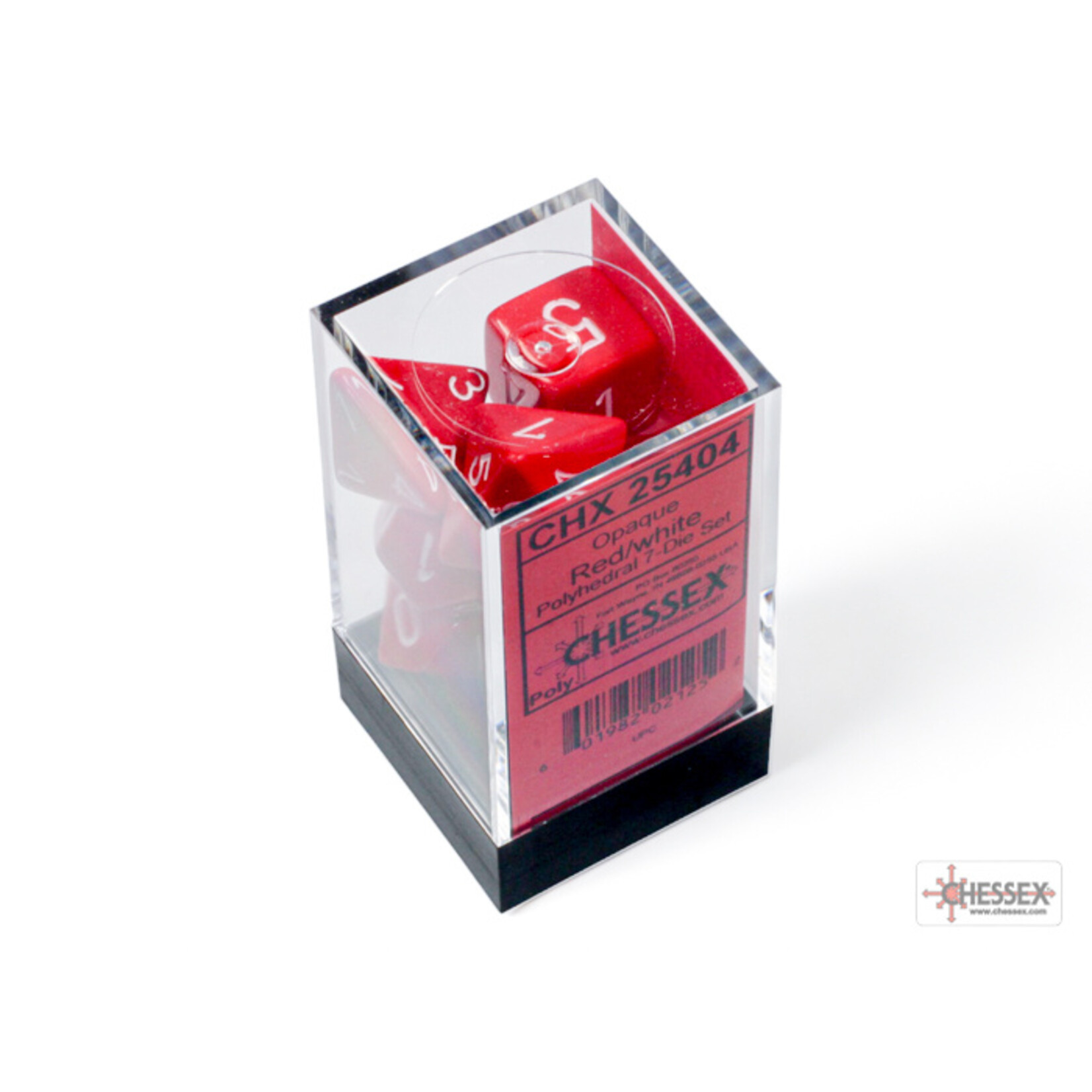 Chessex Opaque Red/white Polyhedral 7-Dice Set
