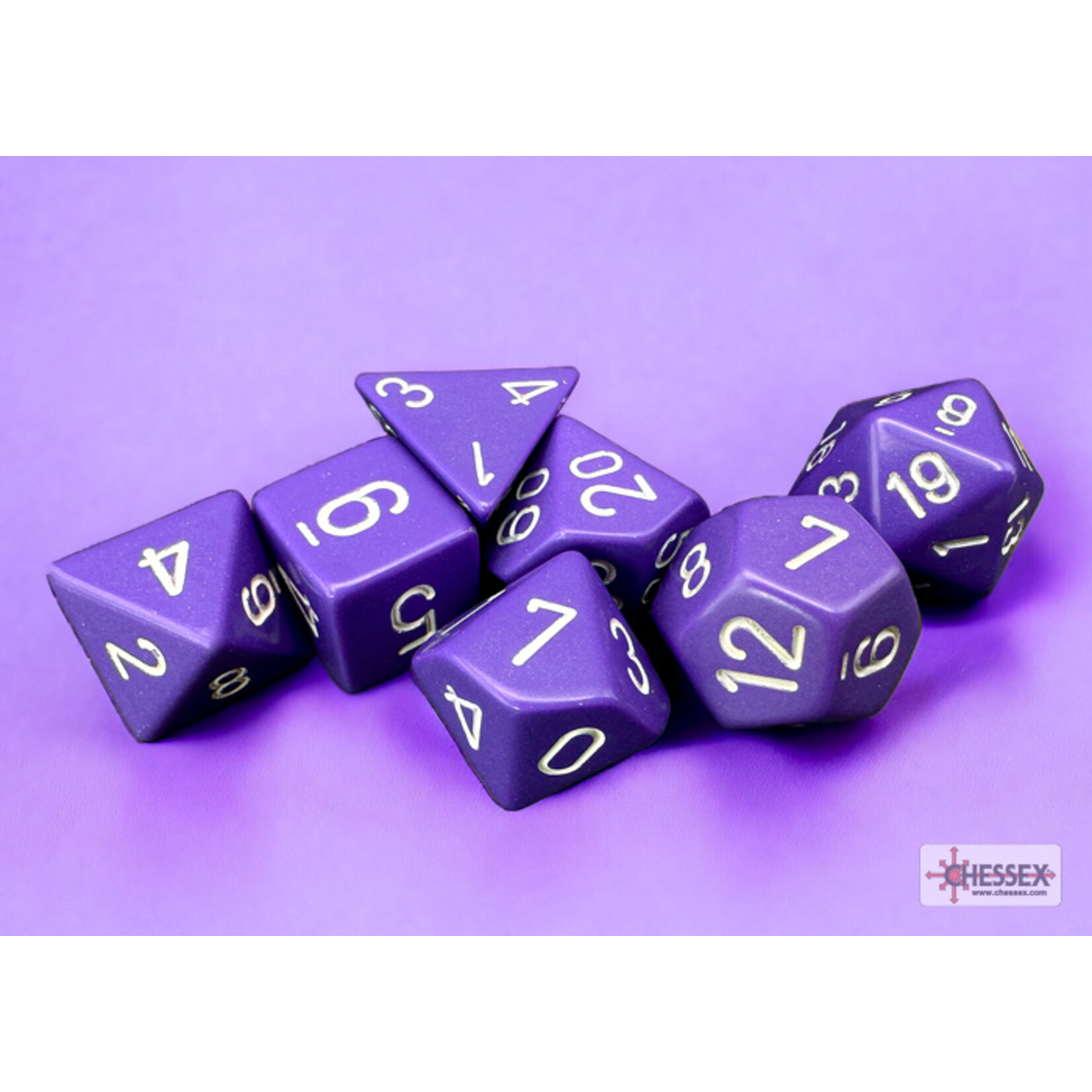 Chessex Opaque Purple/white Polyhedral 7-Dice Set