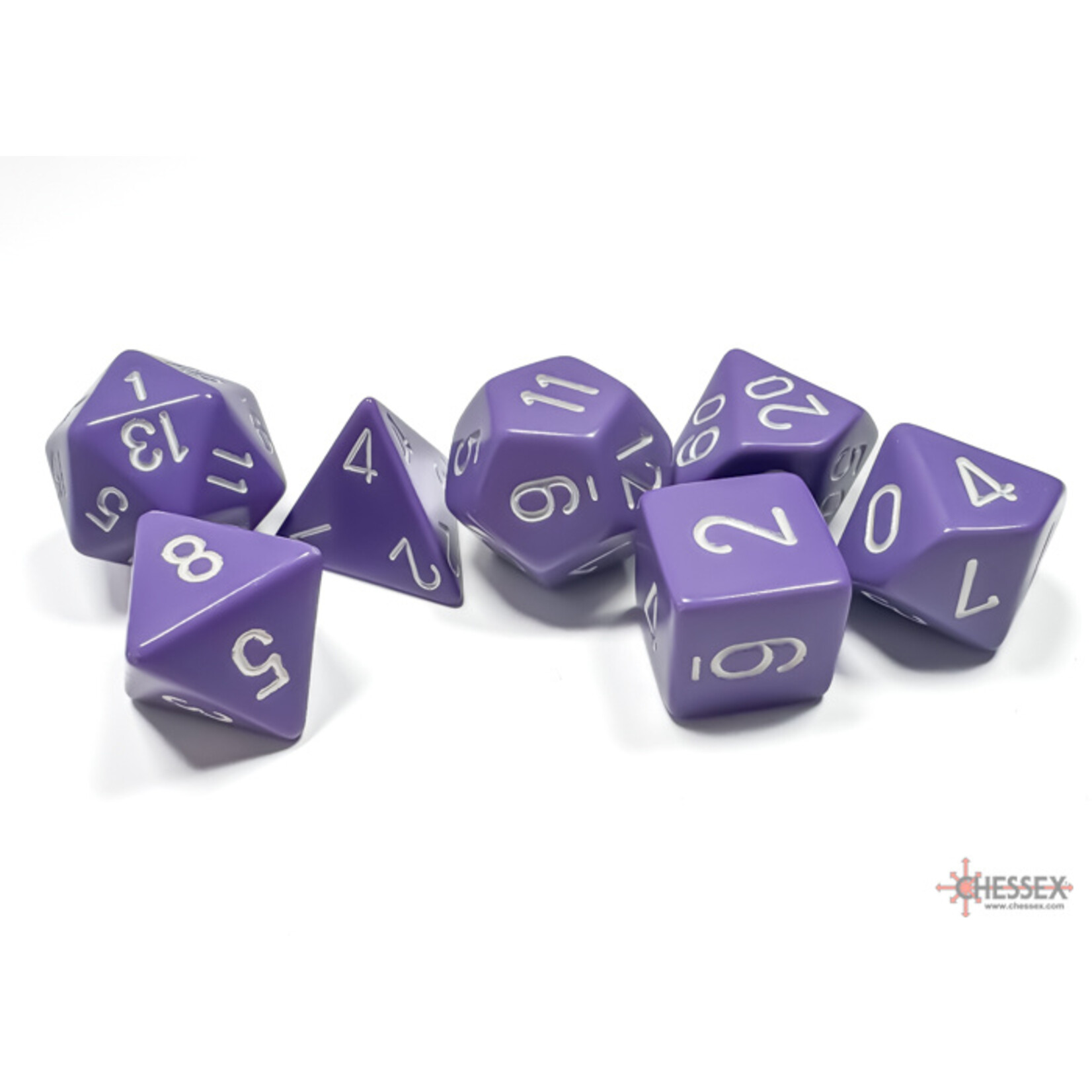 Chessex Opaque Purple/white Polyhedral 7-Dice Set