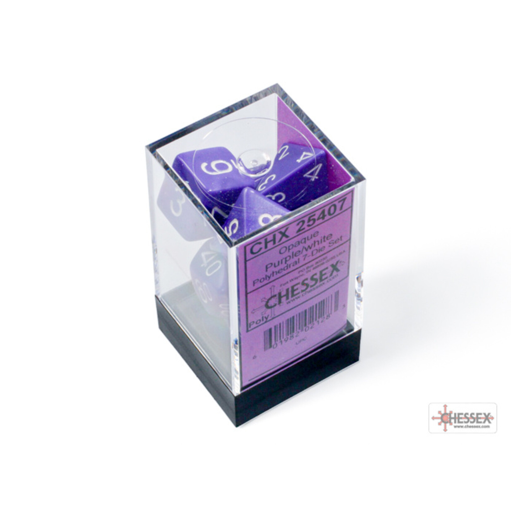 Chessex Opaque Purple/white Polyhedral 7-Dice Set
