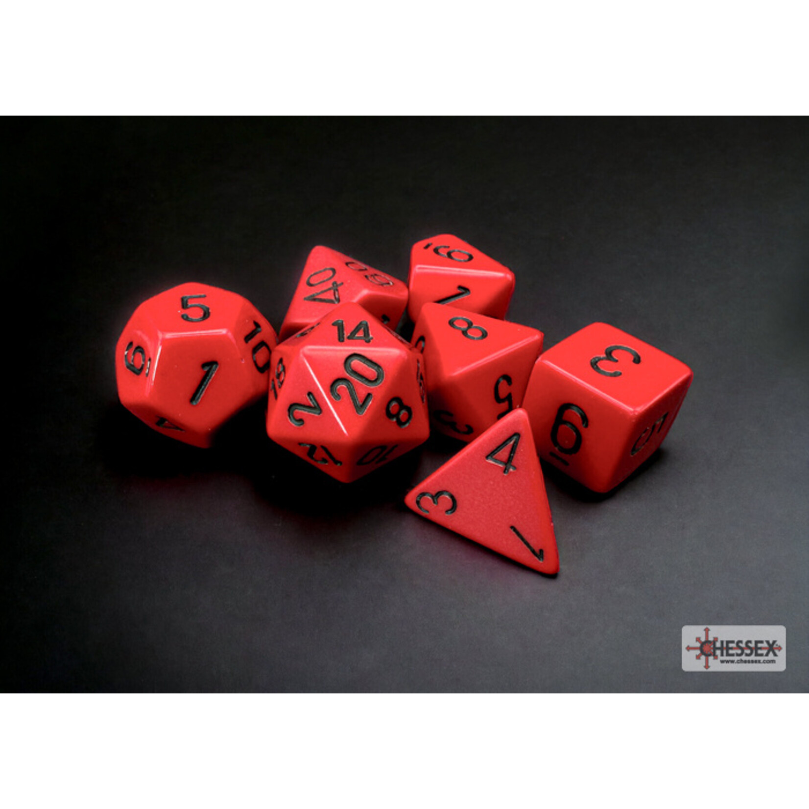Chessex Opaque Red/black Polyhedral 7-Dice Set