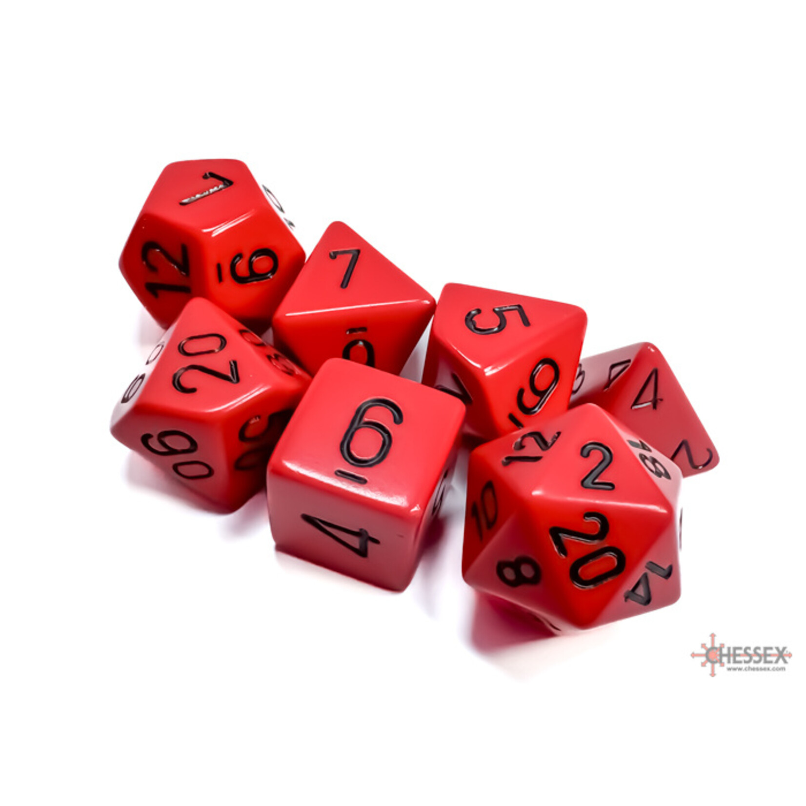 Chessex Opaque Red/black Polyhedral 7-Dice Set
