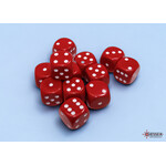 Chessex Opaque Red/white 16mm d6 Dice Block (12 dice)