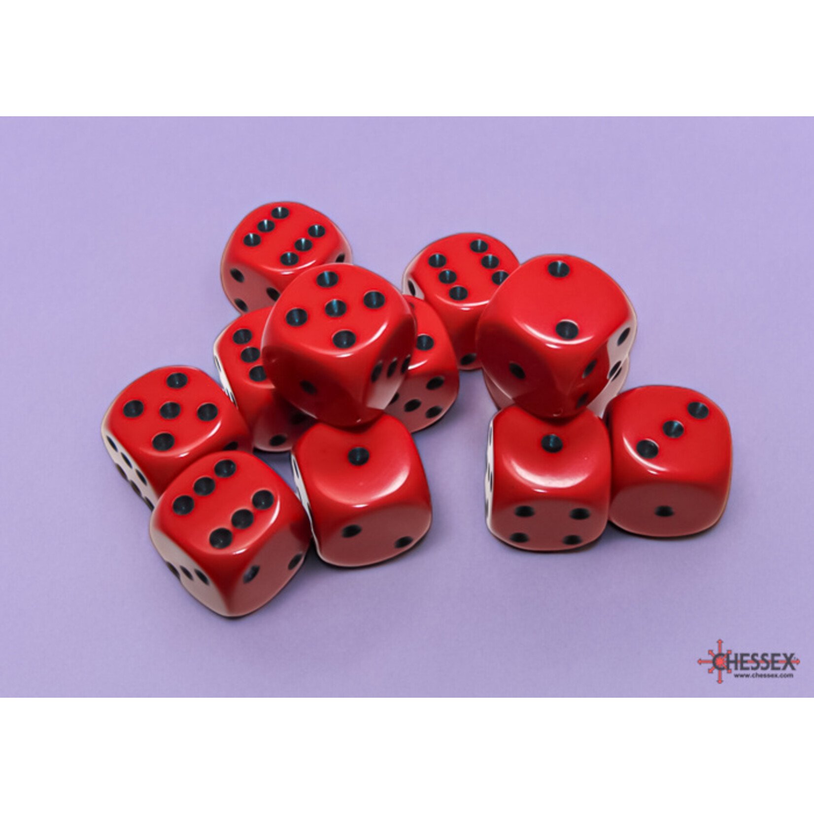Chessex Opaque Red/black 16mm d6 Dice Block (12 dice)