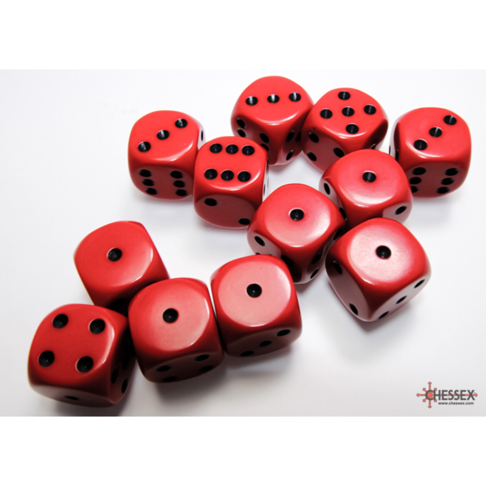 Chessex Opaque Red/black 16mm d6 Dice Block (12 dice)