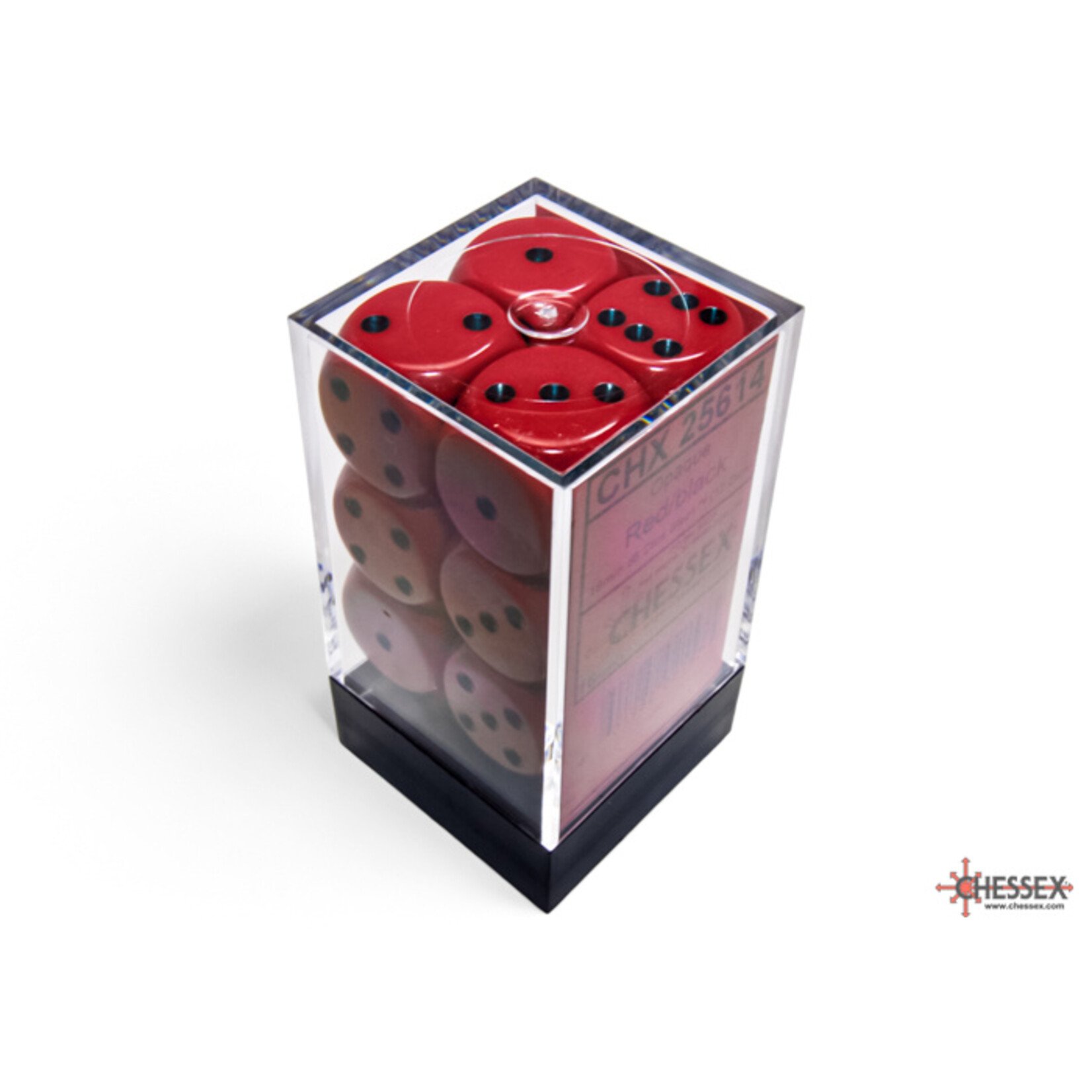 Chessex Opaque Red/black 16mm d6 Dice Block (12 dice)