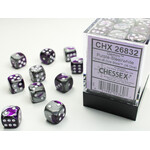 Chessex Gemini Purple-Steel/white 12mm d6 Dice Block (36 dice)